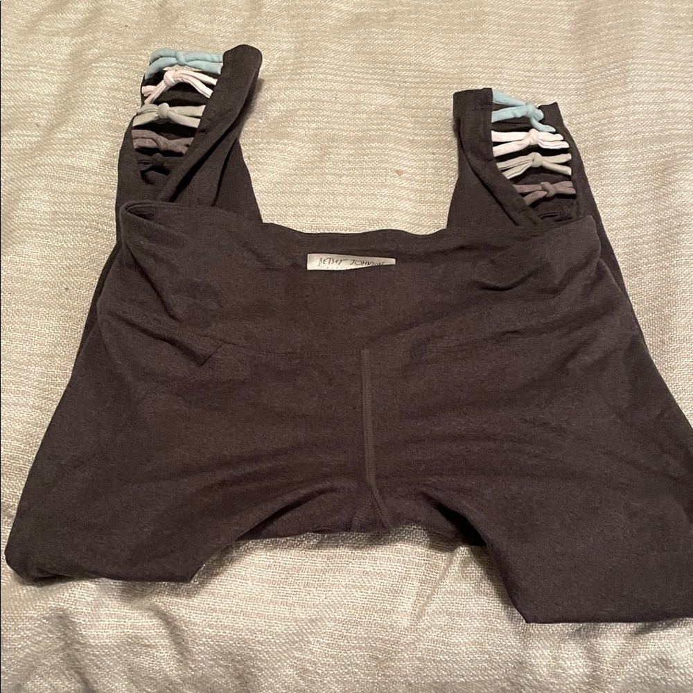 Betsey Johnson Black Leggings with Colorful Accents